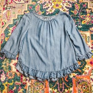 Ruffle Chambray Shirt